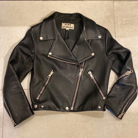 Acne Studios Black Leather Rita Jacket size 34 - Picture 3 of 15